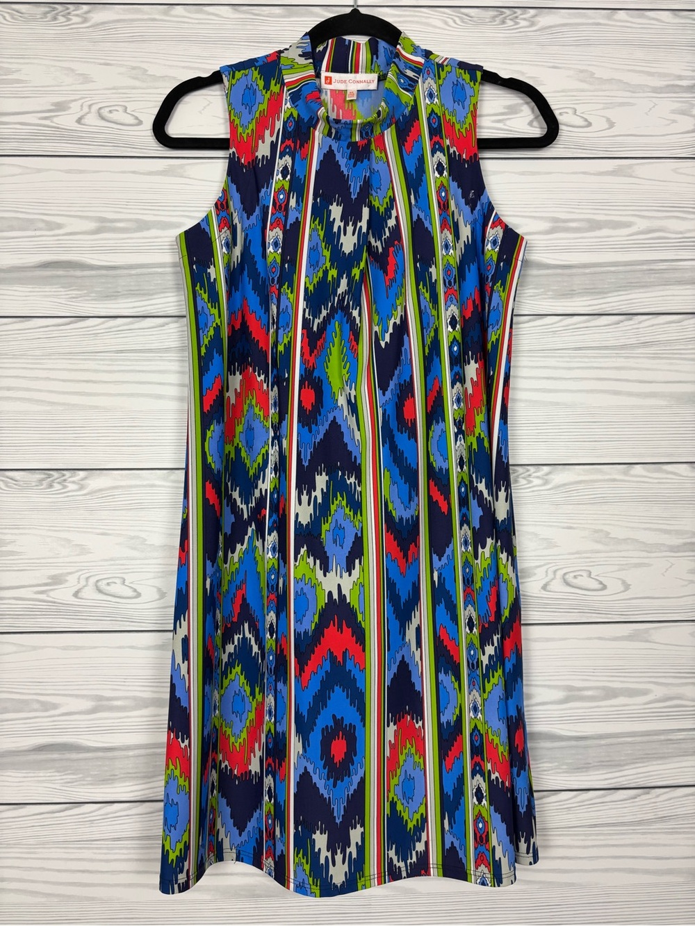 Jude Connally mock neck sleeveless tribal print dress size XS NWOT